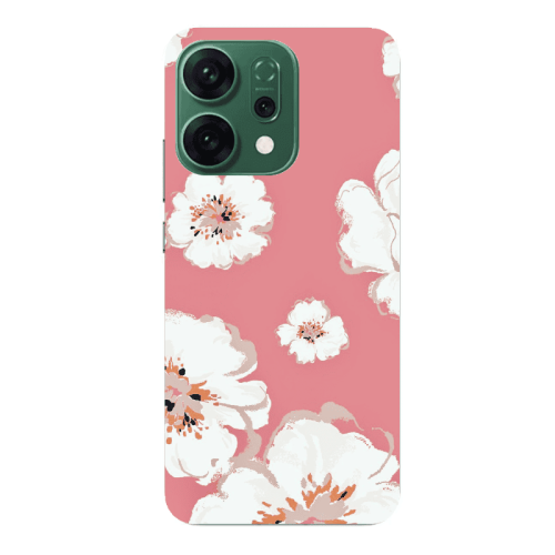 Oppo RENO 14 White Flowers Transparent Silicone TPU Θήκη